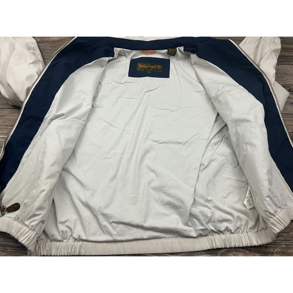 Timberland Weathergear‎ Mens Jacket Beige XL Full Zip Collared Preppy Dadcore - Picture 4 of 16
